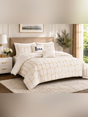 Intelligent Design Khloe 5-Piece King Cal King Comforter Set Ivory Gold New